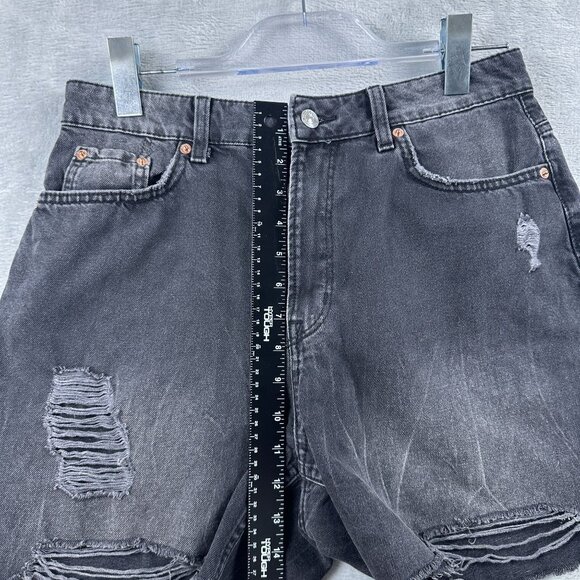 Divided by H&M Cut Off Jean Shorts Womens Size 10 Distressed High Rise Black - Picture 7 of 10